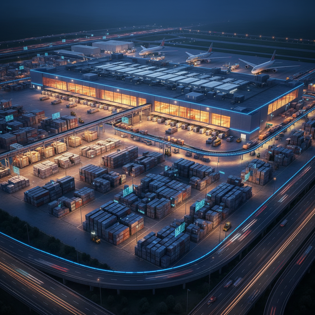 QuickRoute large-scale distribution warehouse with automated logistics operations running 24/7